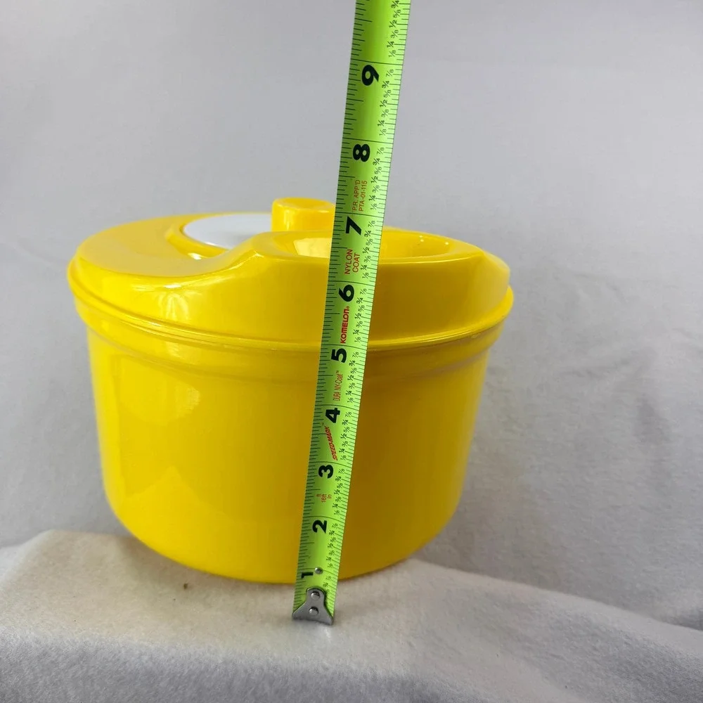Vintage Yellow Salad Spinner Manual Hand Crank Vegetable Lettuce Dryer Retro 70s